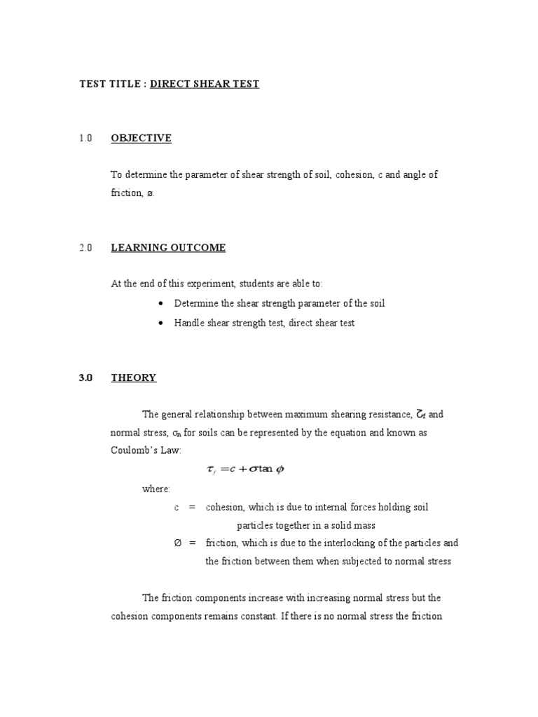Direct Shear Test Pdf Mechanics Applied And Interdisciplinary Physics