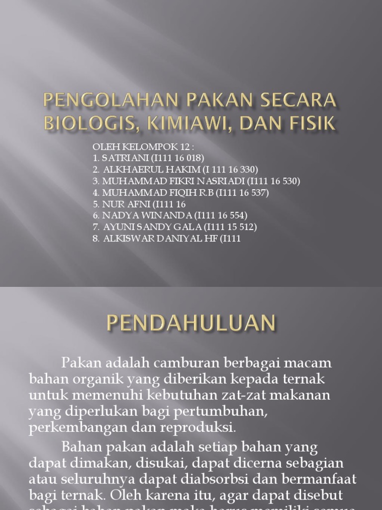 Pengolahan Pakan Secara Biologis Kimiawi Dan Fisik Pdf