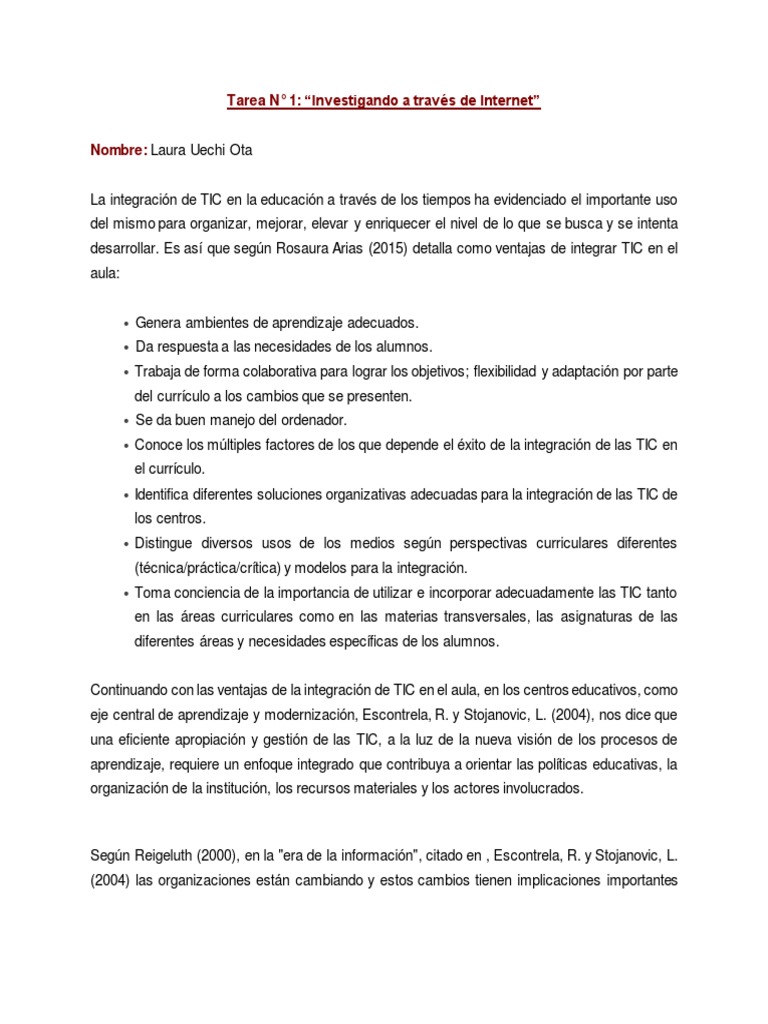 Integración de TIC en La Educación | PDF | Tecnología de información y ...