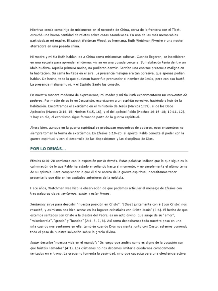 La Armadura de Dios en la Guerra Espiritual | PDF | Demonios | Oración
