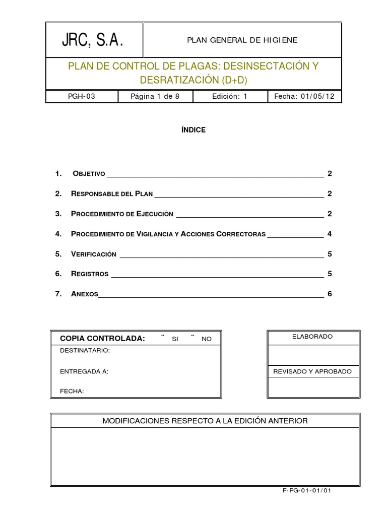Plan de Control de Plagas en Almazara | PDF | Plaga (organismo) | Insectos