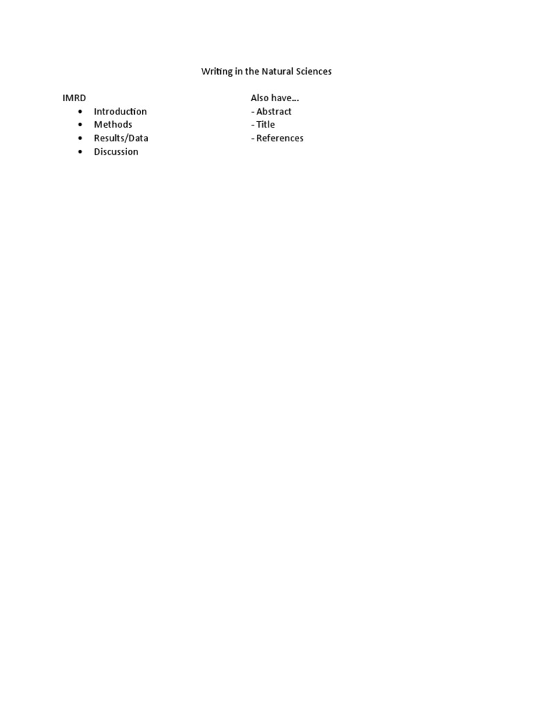 Writing Structure in Natural Sciences | PDF