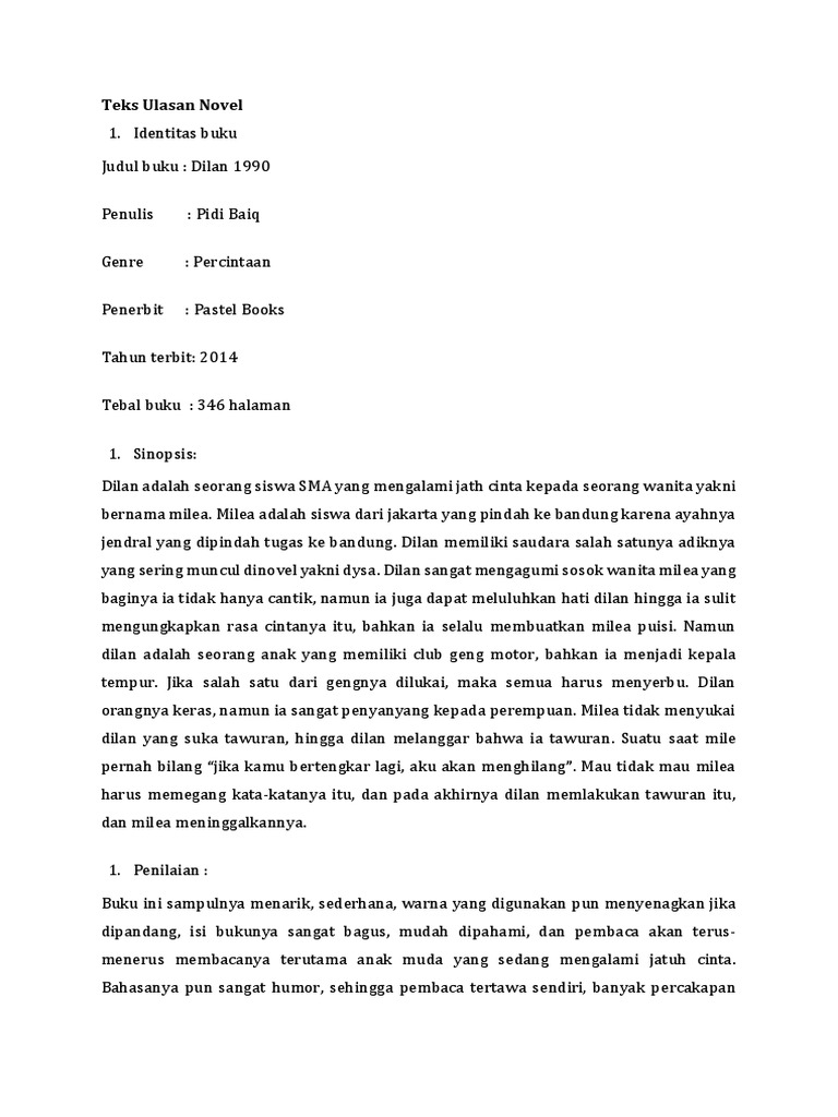 Teks Ulasan Novel Docx
