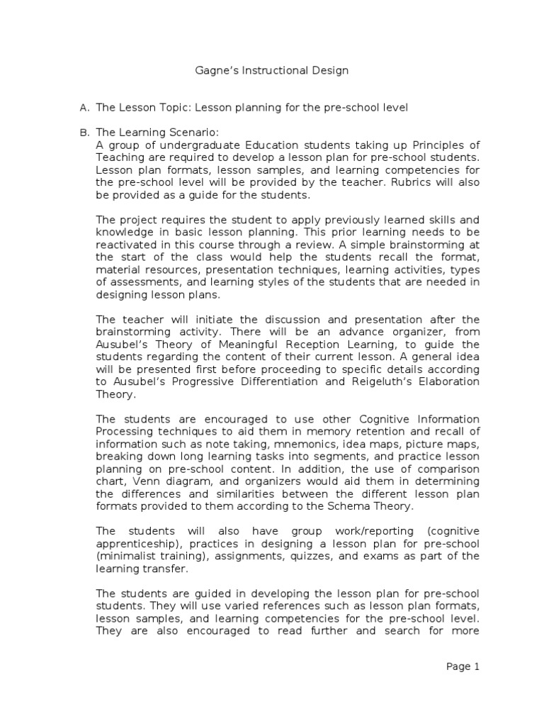 Lesson Plan - Preschool | Lesson Plan | Preschool