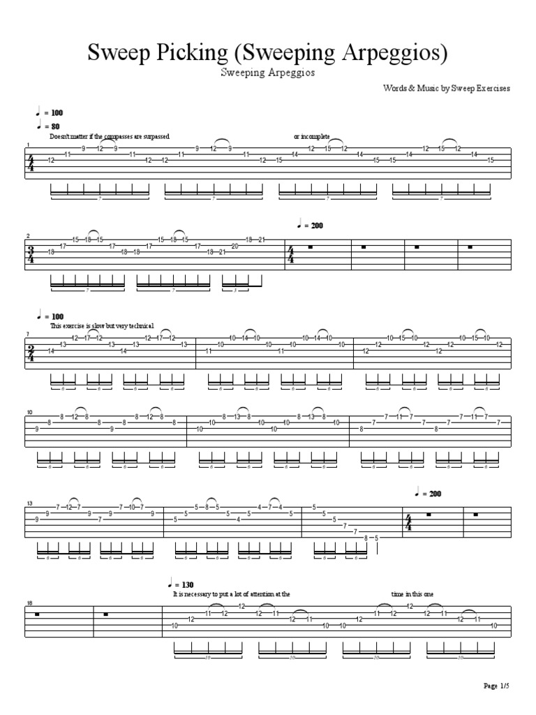 Sweep Picking (Sweeping Arpeggios) PDF String Instruments Musical