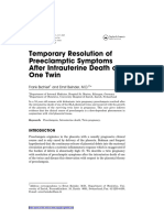 Temporary Resolution of Preeclamptic Symptoms After Intrauterine Death of One Twin