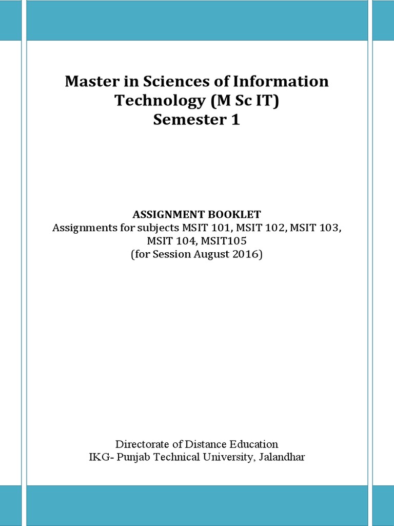Semester 1 Assignment Booklet for M Sc IT | PDF | C++ | Communication