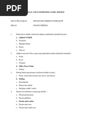 Contoh Soal Dan Jawaban Desain Multimedia Interaktif Kelas 12  Master