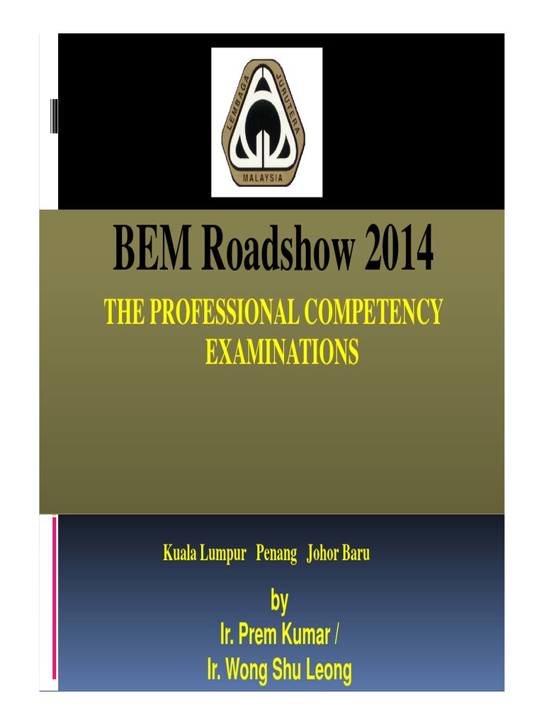 BEM Professional Competency Exam Guide | PDF | Engineer | Test (Assessment)