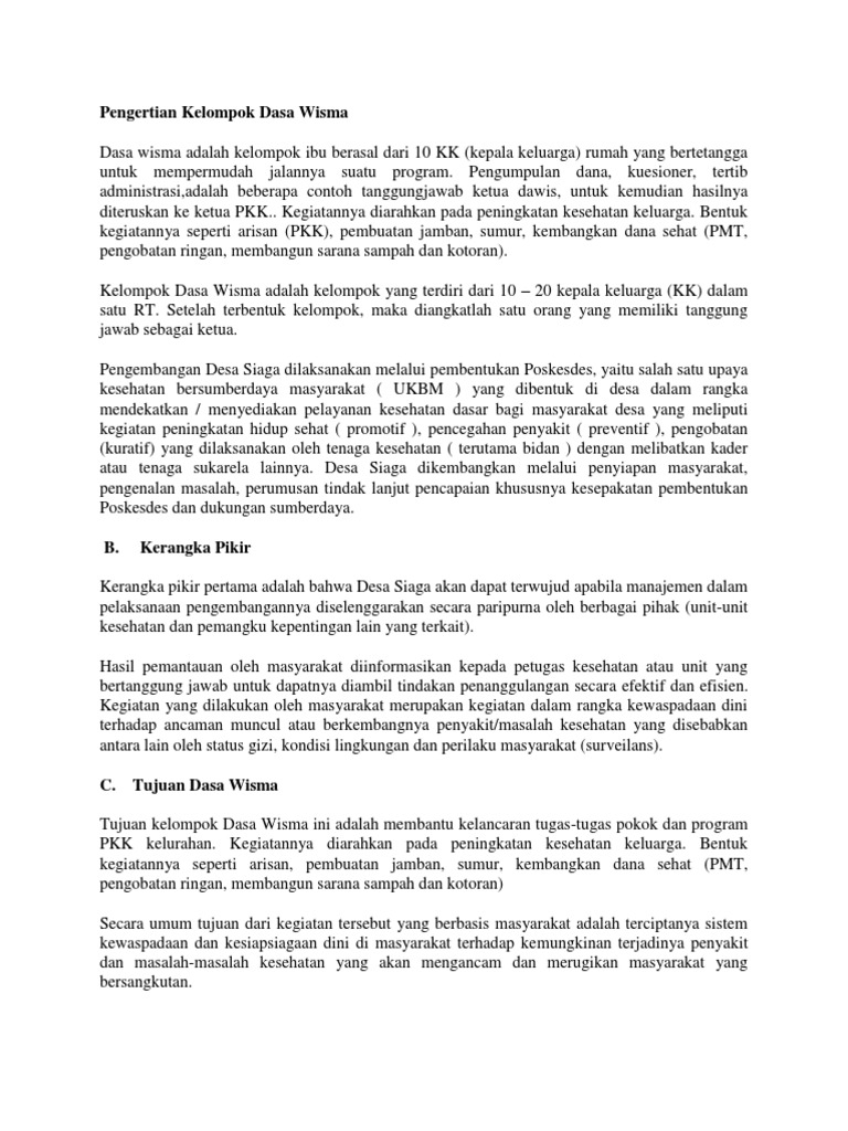 Pengertian Kelompok Dasa Wisma