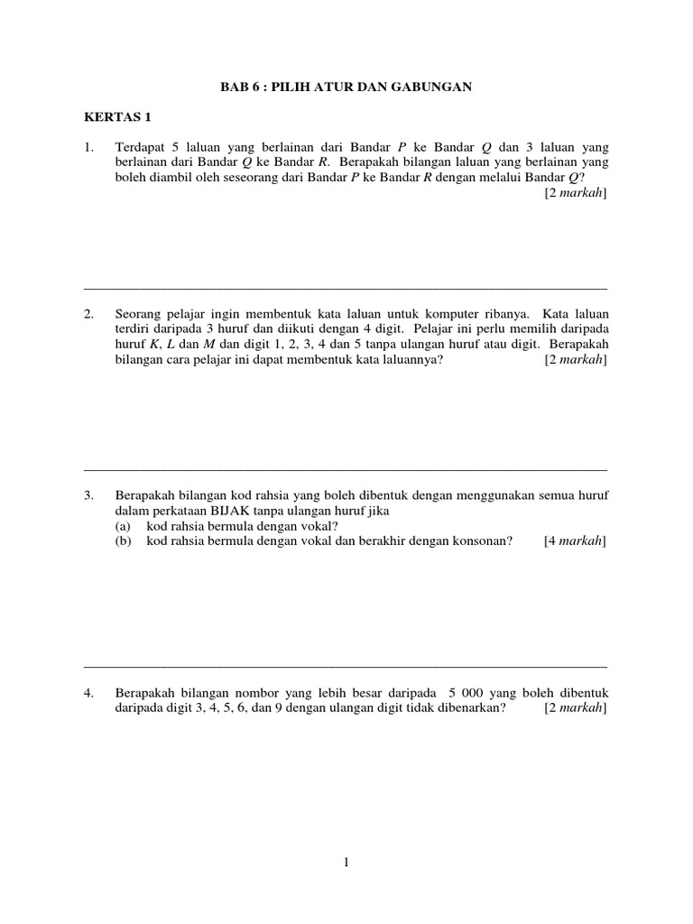 Bab 6 Pilih Atur Dan Gabungan Pdf