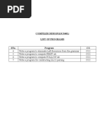 Compiler Design (13Cs401) List of Programs