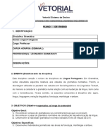 Plano de Ensino. Português. Gramática. Vetorial 2019.1