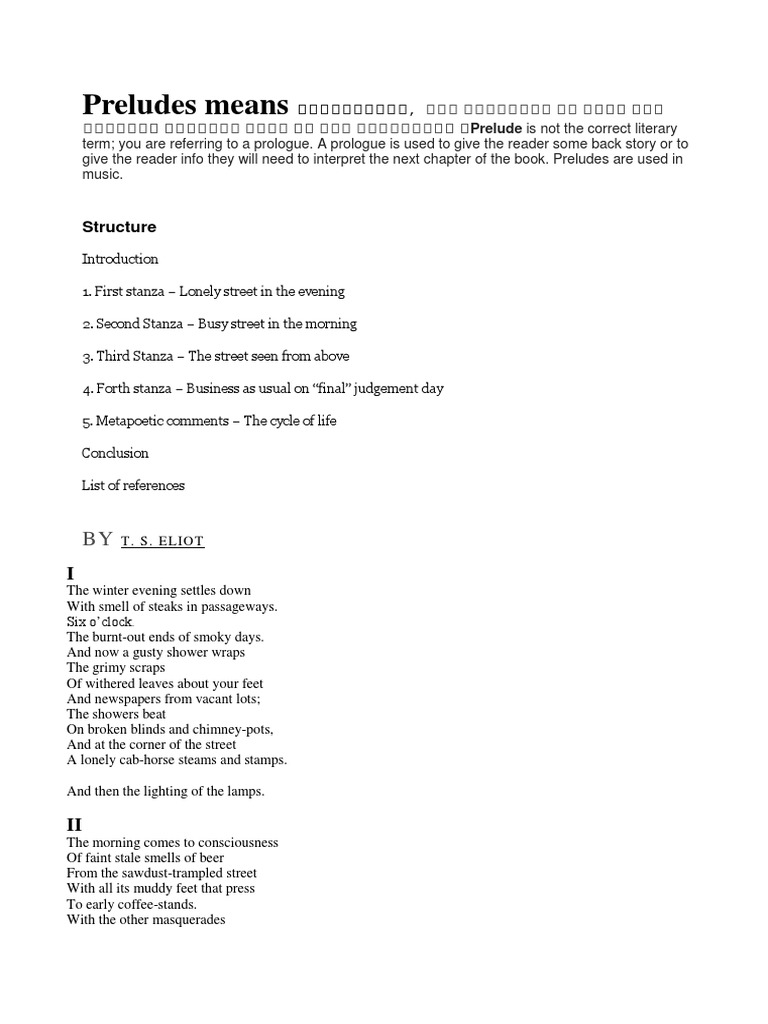 Preludes Means Structure PDF