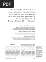 AS TÉCNICAS DE PESCA E O CONHECIMENTO TRADICIONAL ENVOLVIDO NAS ATIVIDADES DOS PESCADORES ARTESANAIS DA COMUNIDADE DE SANTA CRUZ, ES – BRASIL*