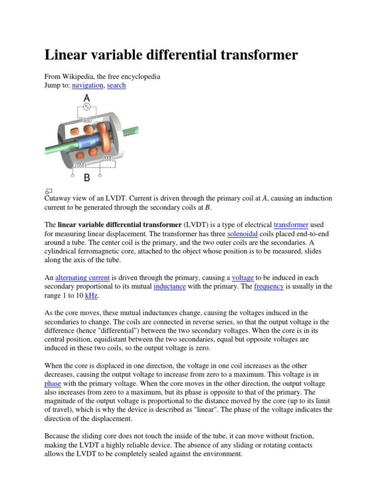 Linear Variable Differential Transformer | PDF | Electromagnetism ...
