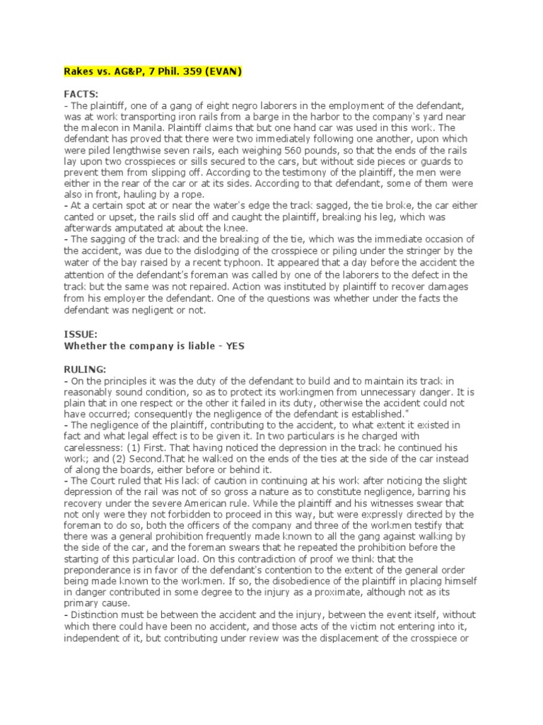 Rakes Vs Atlantic PDF Negligence Legal Concepts