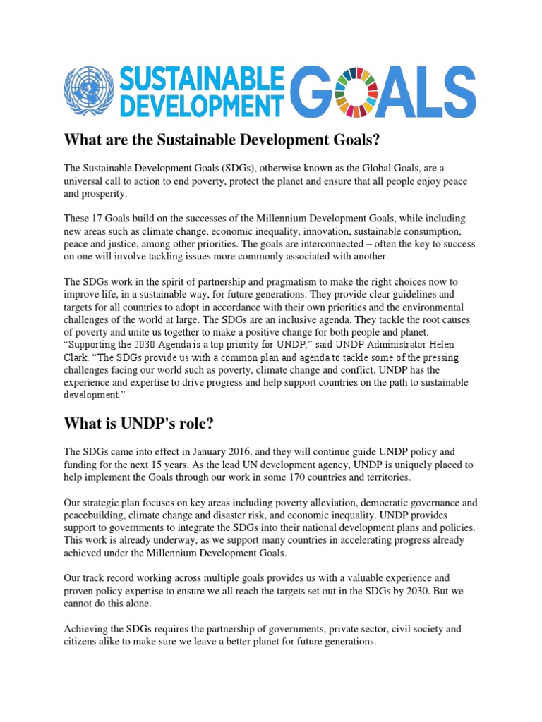 Background On The Goals SDG's | PDF | Millennium Development Goals ...