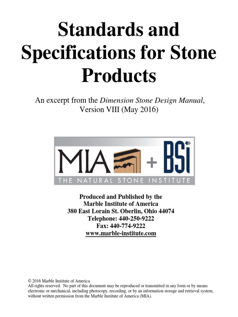 02 Standards and Specifications For Stone Products Viii | PDF ...