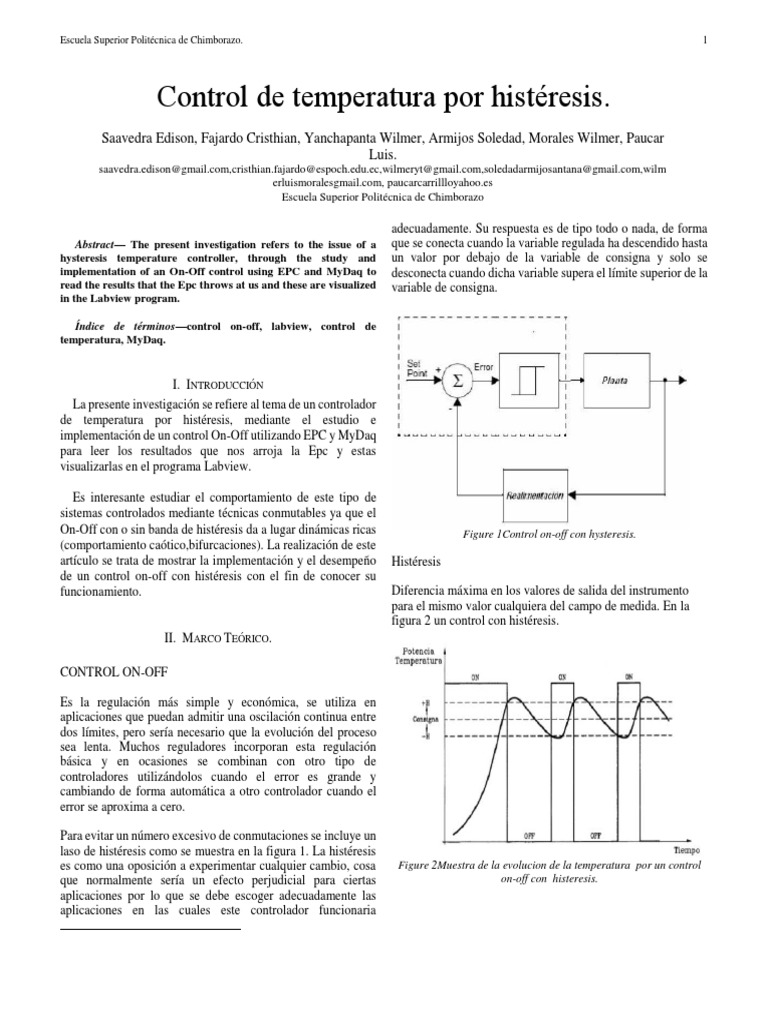 Control On-Off con Histéresis Térmica | PDF | Histéresis | Temperatura