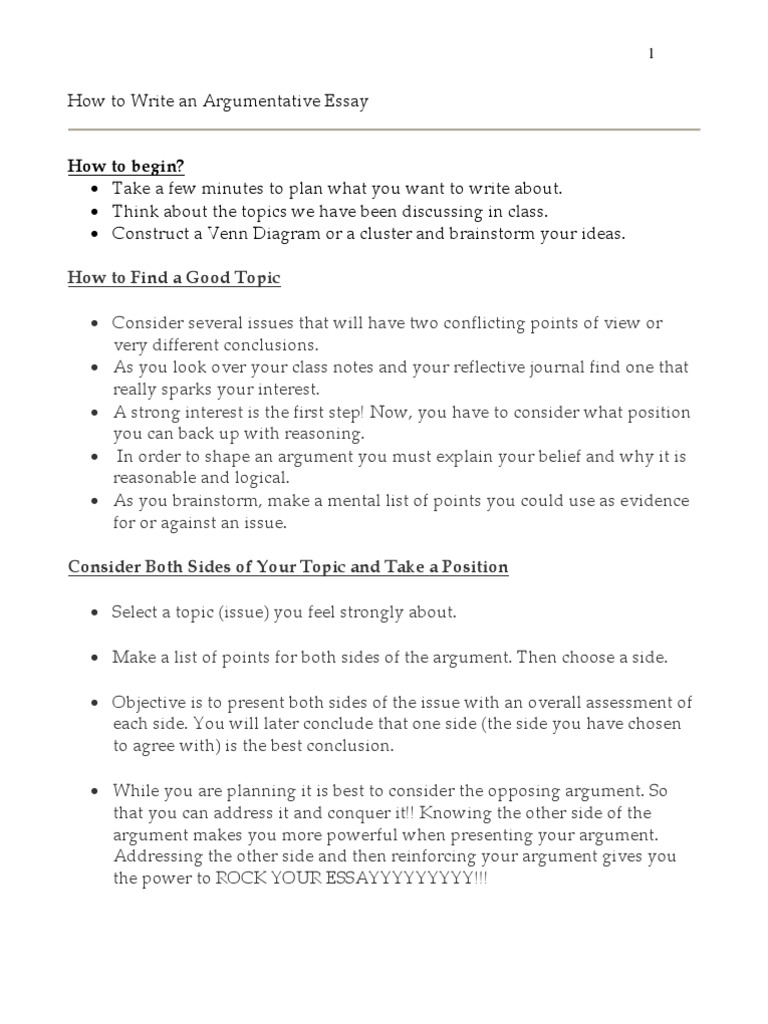 Writing an Argumentative Essay Guide | PDF | Argument | Essays
