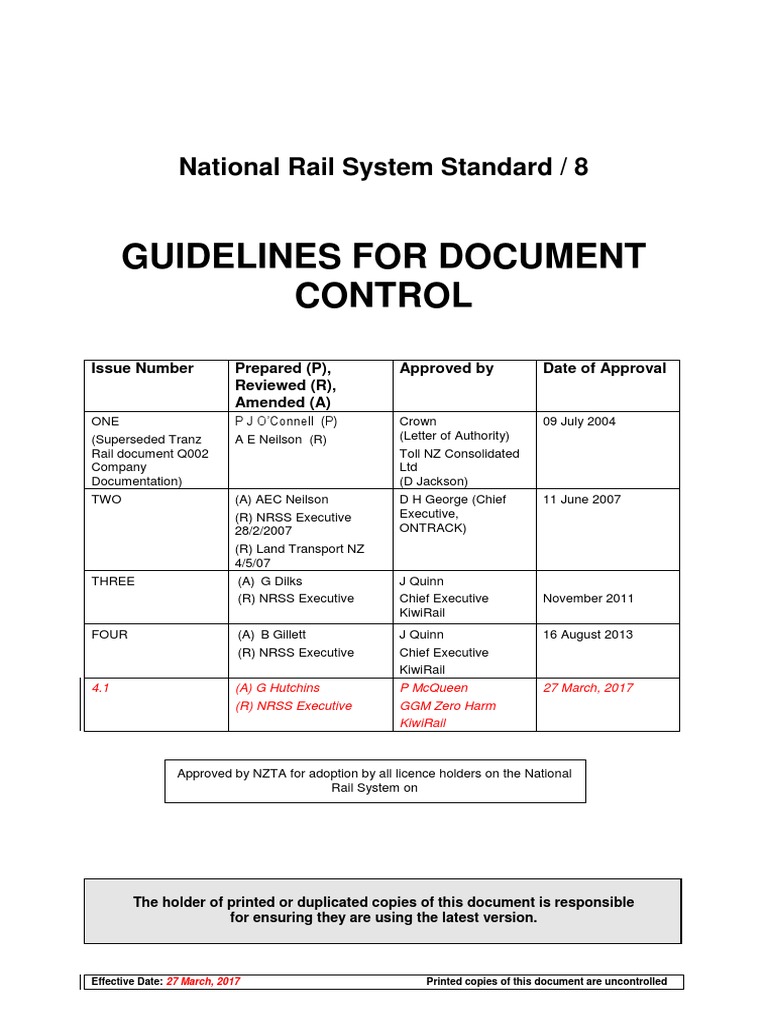 NRSS 8 - Document Control Issue 4 1 FINAL | PDF | Document | Backup