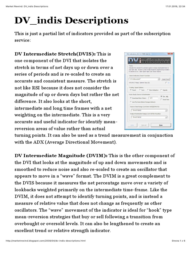 DV Indicators Overview and Applications | PDF | Volatility (Finance ...