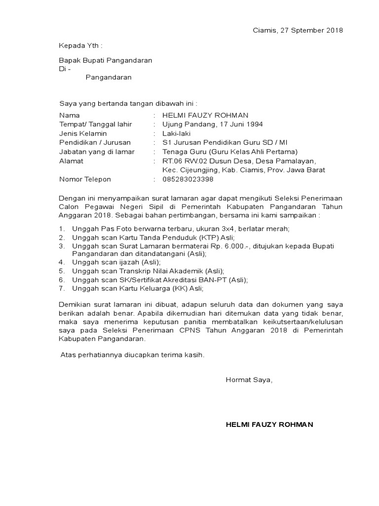 Surat Permohonan Kerja Tutor Khabi News