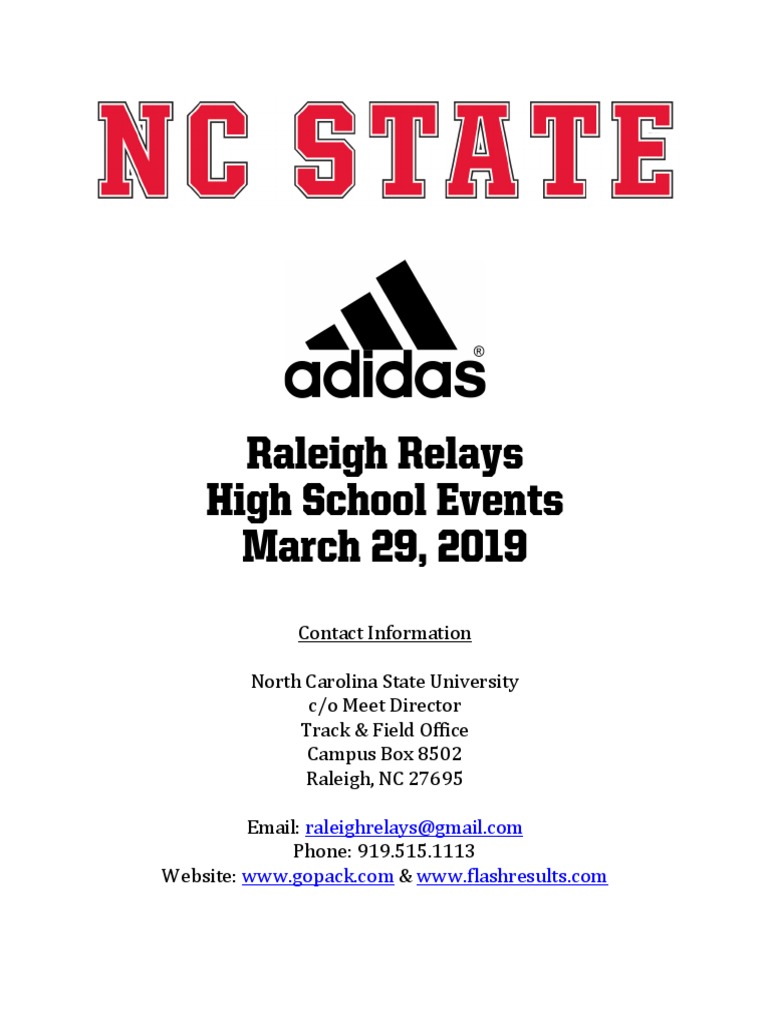 2019 Raleigh Relays High School Meet Information PDF Track And