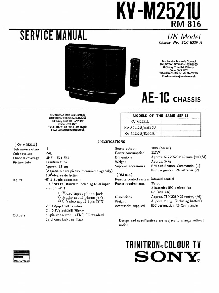 Sony Ae 1c Chassis