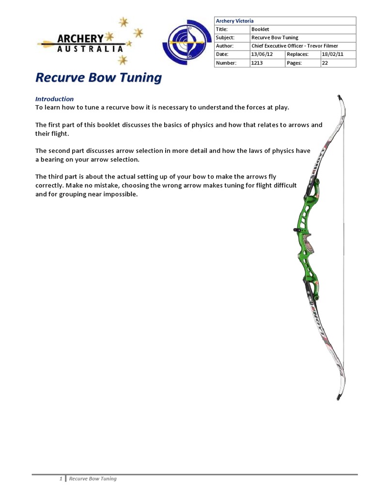 1213 Recurve Bow Tuning Booklet PDF Arrow Bow And Arrow