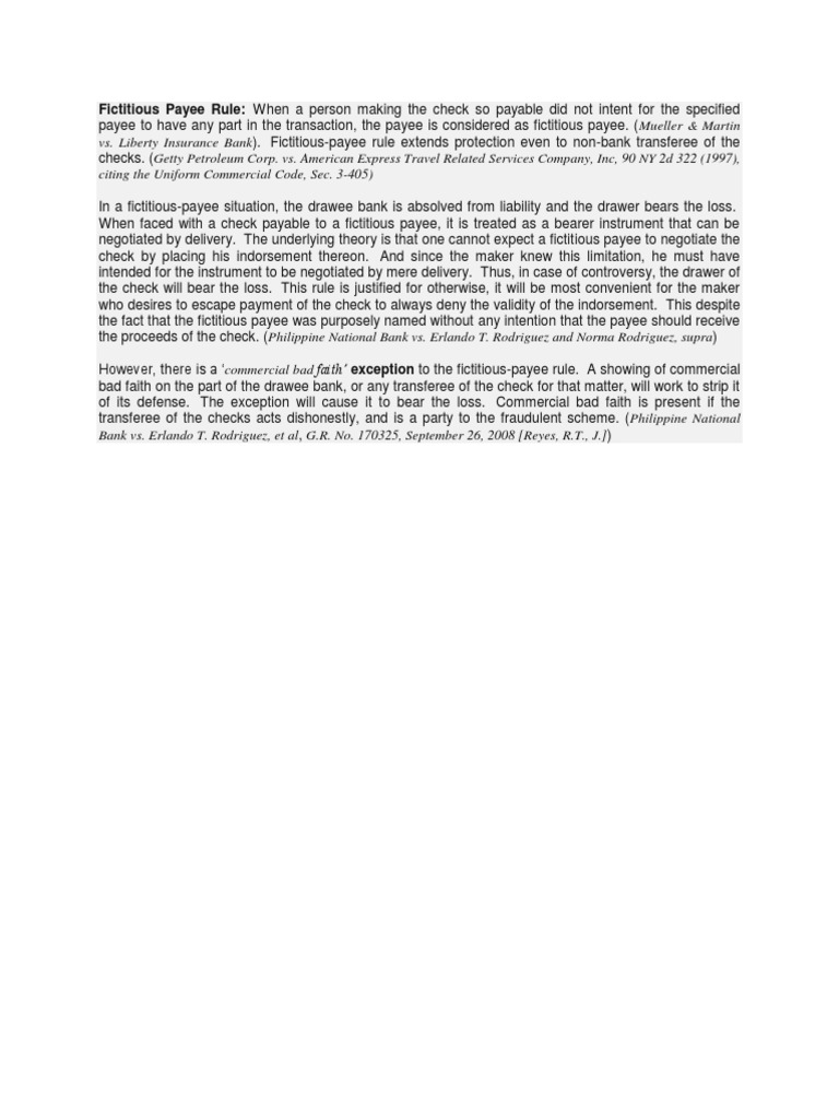Fictitious Payee Rule | PDF | Cheque | Payments