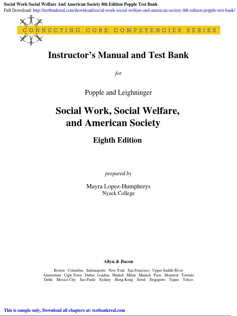 Social Work Social Welfare and American Society 8th Edition Popple Test Bank | PDF | Policy ...