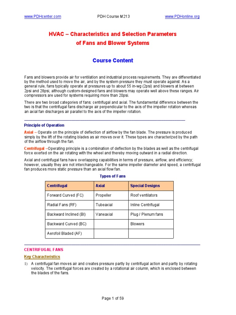 HVAC-Fan & Blowers Selection PDF | PDF | Gas Technologies | Mechanical ...