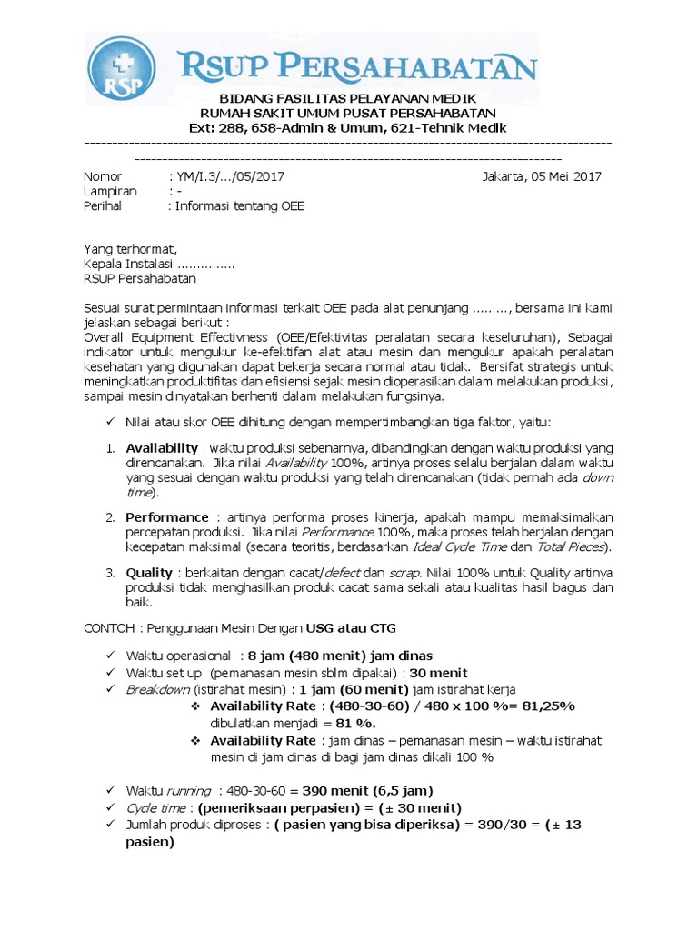 Optimasi OEE Alat Medis di RSUP Persahabatan | PDF