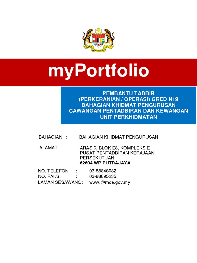 Tadbir Perkeranian Operasi Contoh Myportfolio Pembantu ...