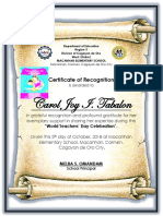 Carol Joy I. Tabalon: Certificate of Recognition