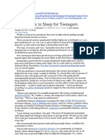 Article Reports Sleepy Teens