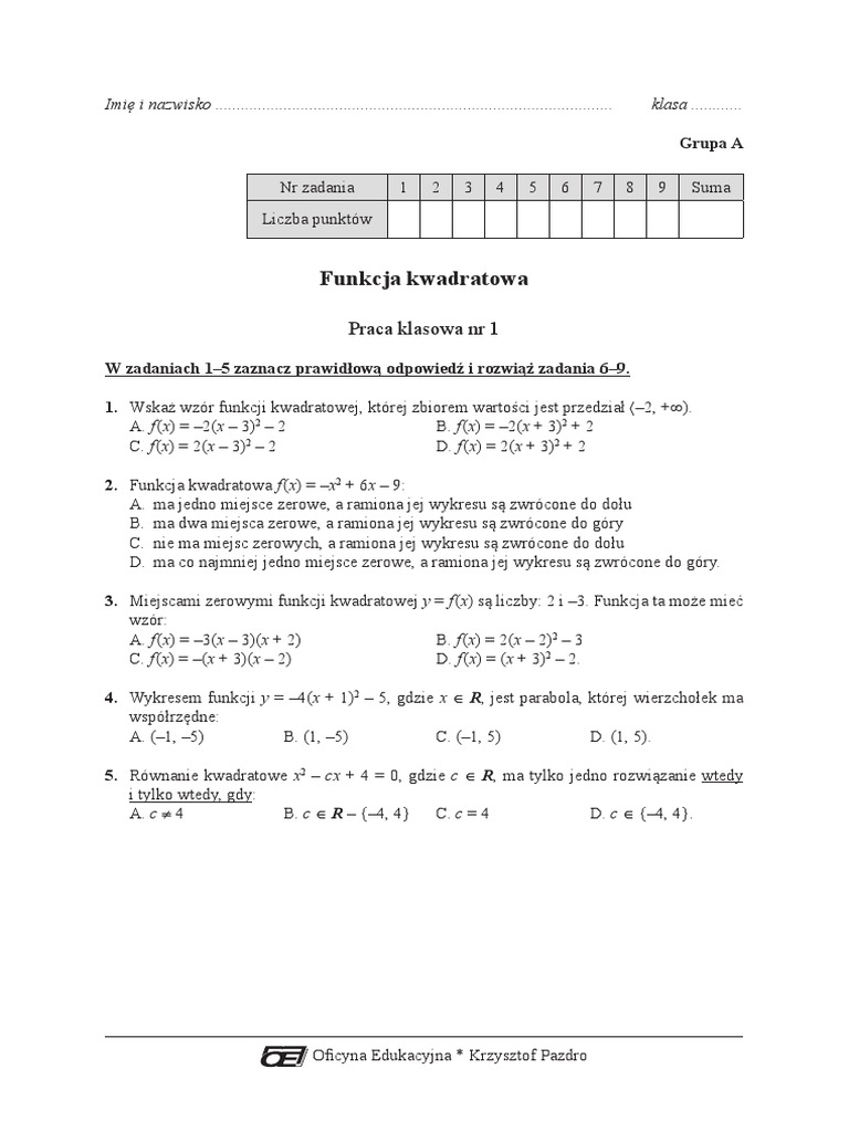Funkcje Wymierne Sprawdzian Nowa Era Pdf