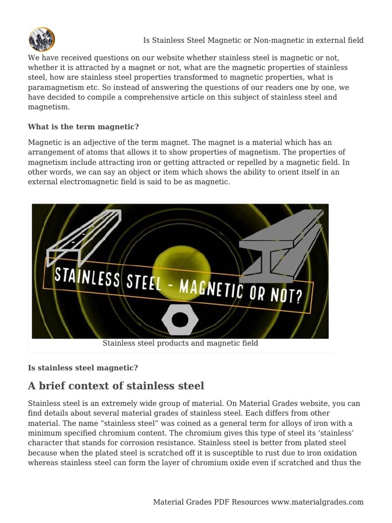 Is Stainless Steel or in External Field PDF