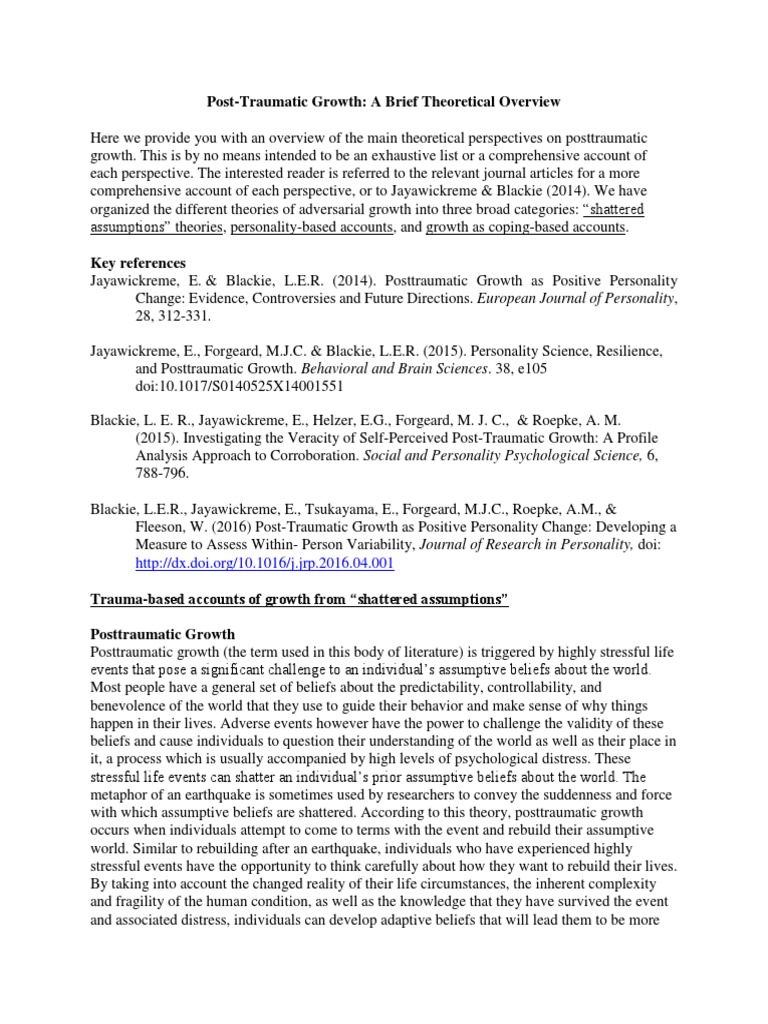 Post Traumatic Growth An Overview | PDF | Psychological Resilience ...