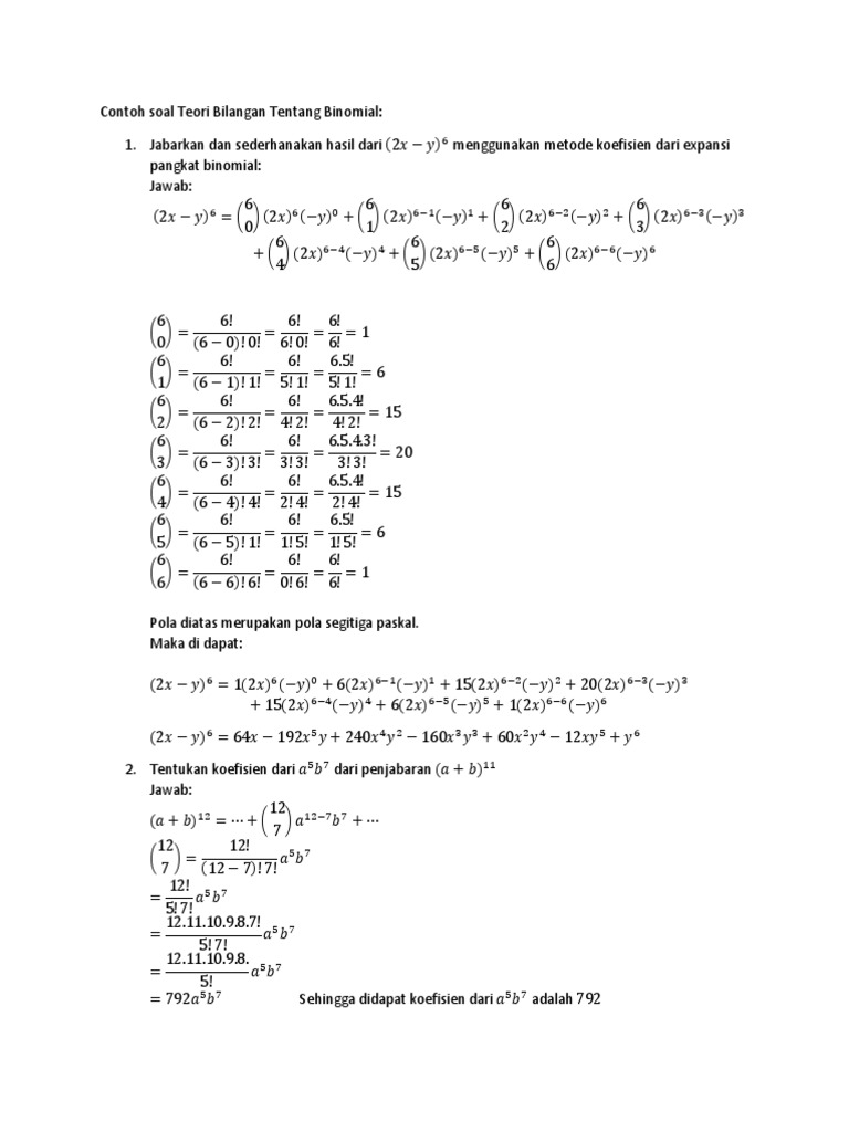 Contoh Soal Teori Bilangan Tentang Binomial