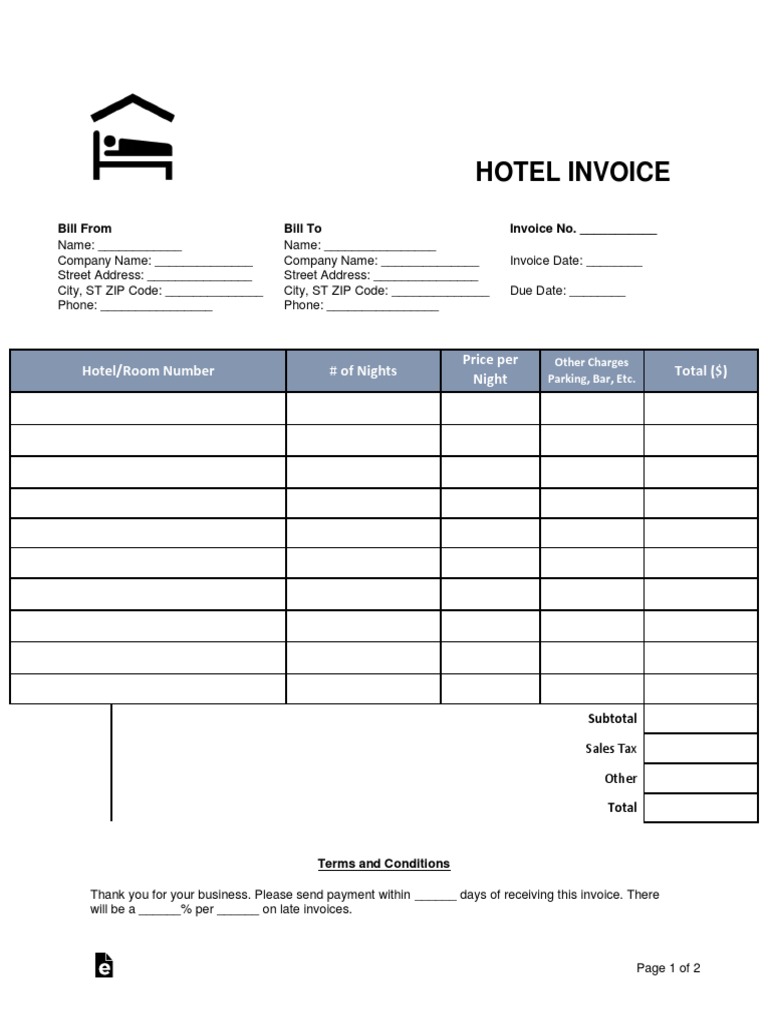 Hotel Invoice Template and Payment Info | PDF | Credit Card | Invoice