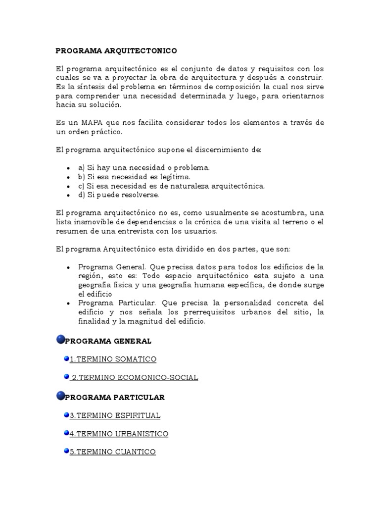 Programa Arquitectónico Particular | PDF | Vida | Urbanismo