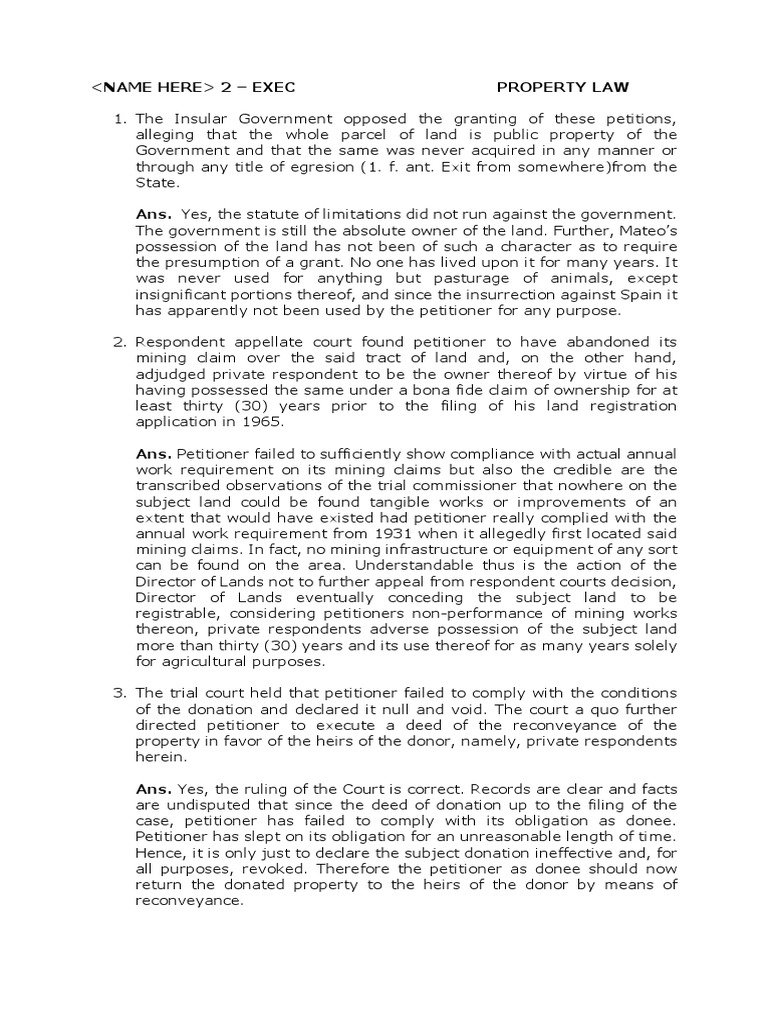 PROPERTY MAKE UP QUIZ Version 2 PDF Statute Of Limitations