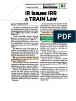 Bir Issues Irr On Train Law