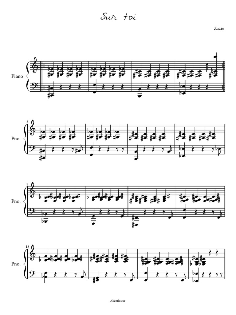 Partition Pour Piano De Zazie Sur Toi