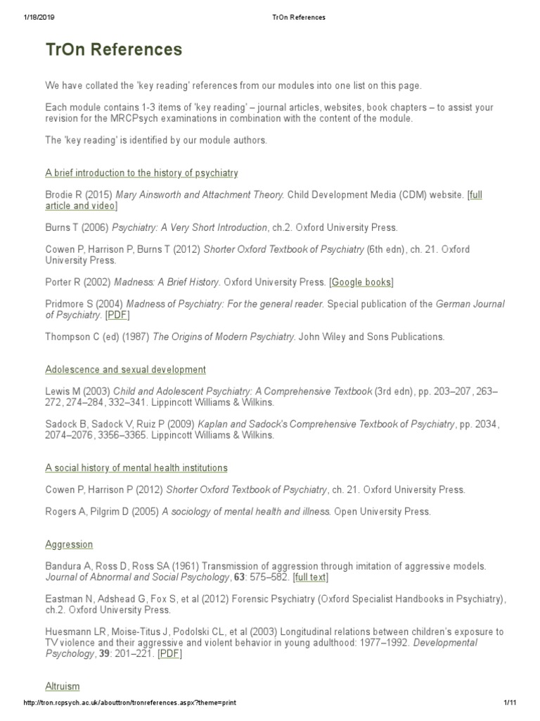 TrOn References | PDF | Psychiatry | Neuropsychiatry