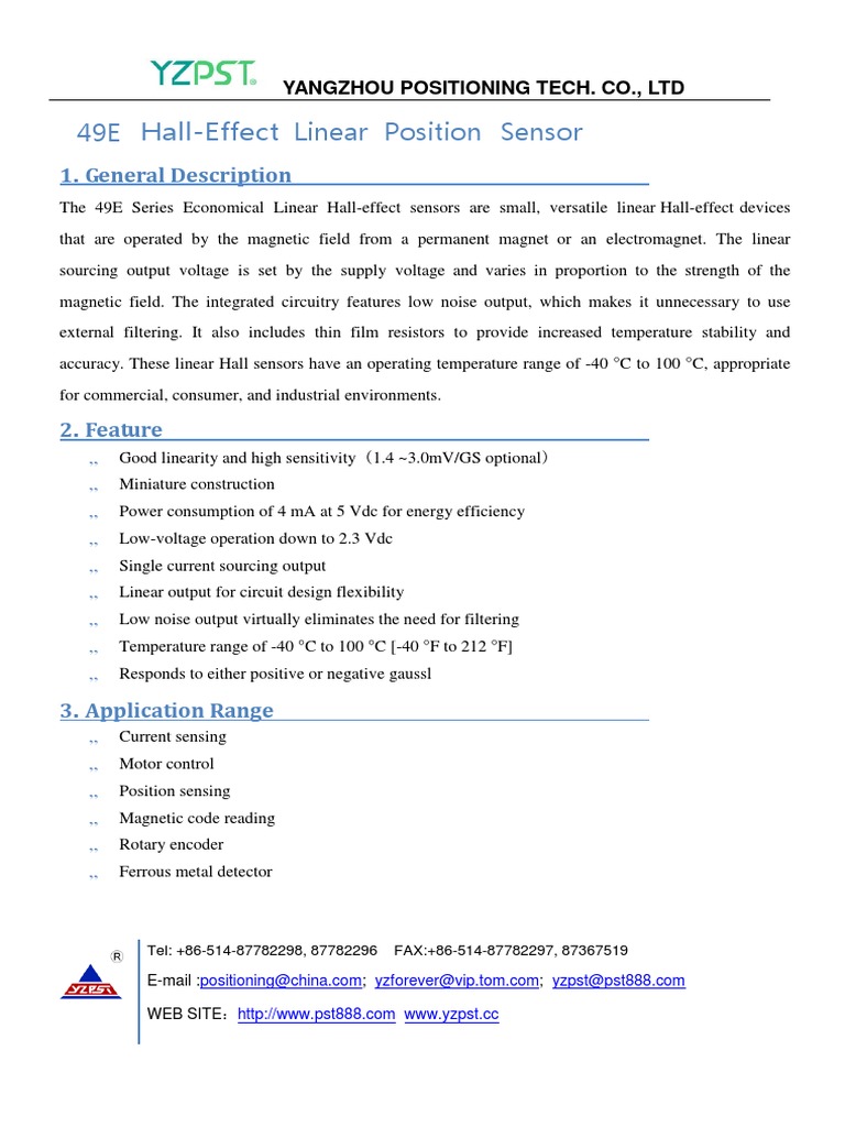 Hall Effect 49E | PDF | Sensor | Electrical Equipment