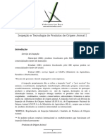 Inspeção e Tecnologia de Produtos de Origem Animal I